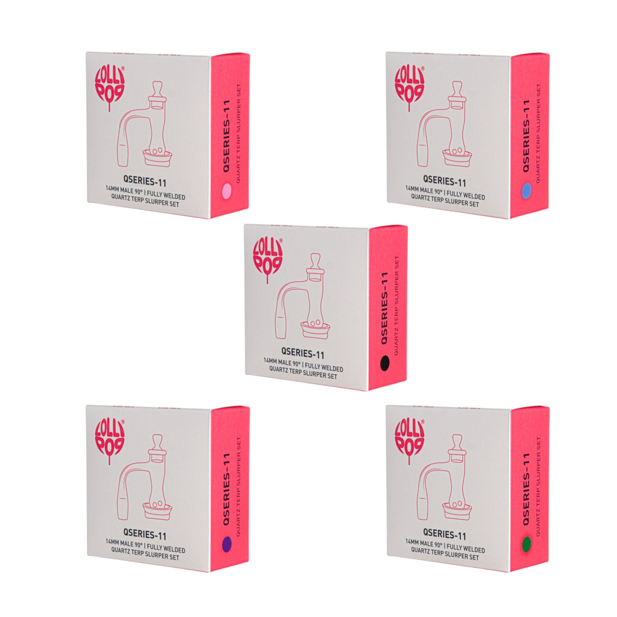Lollipop QSeries-11 — 14mm Male 90° Fully Welded Quartz Terp Slurper Set