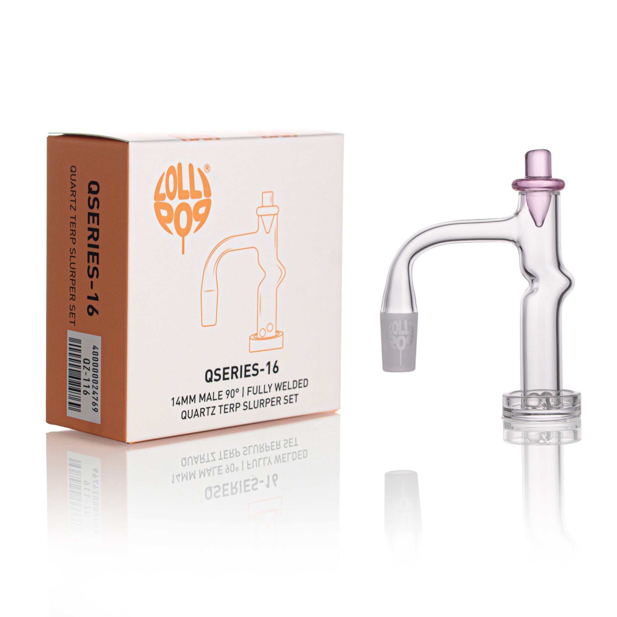 Lollipop QSeries-16 — 14mm Male 90° Fully Welded Quartz Terp Slurper Set