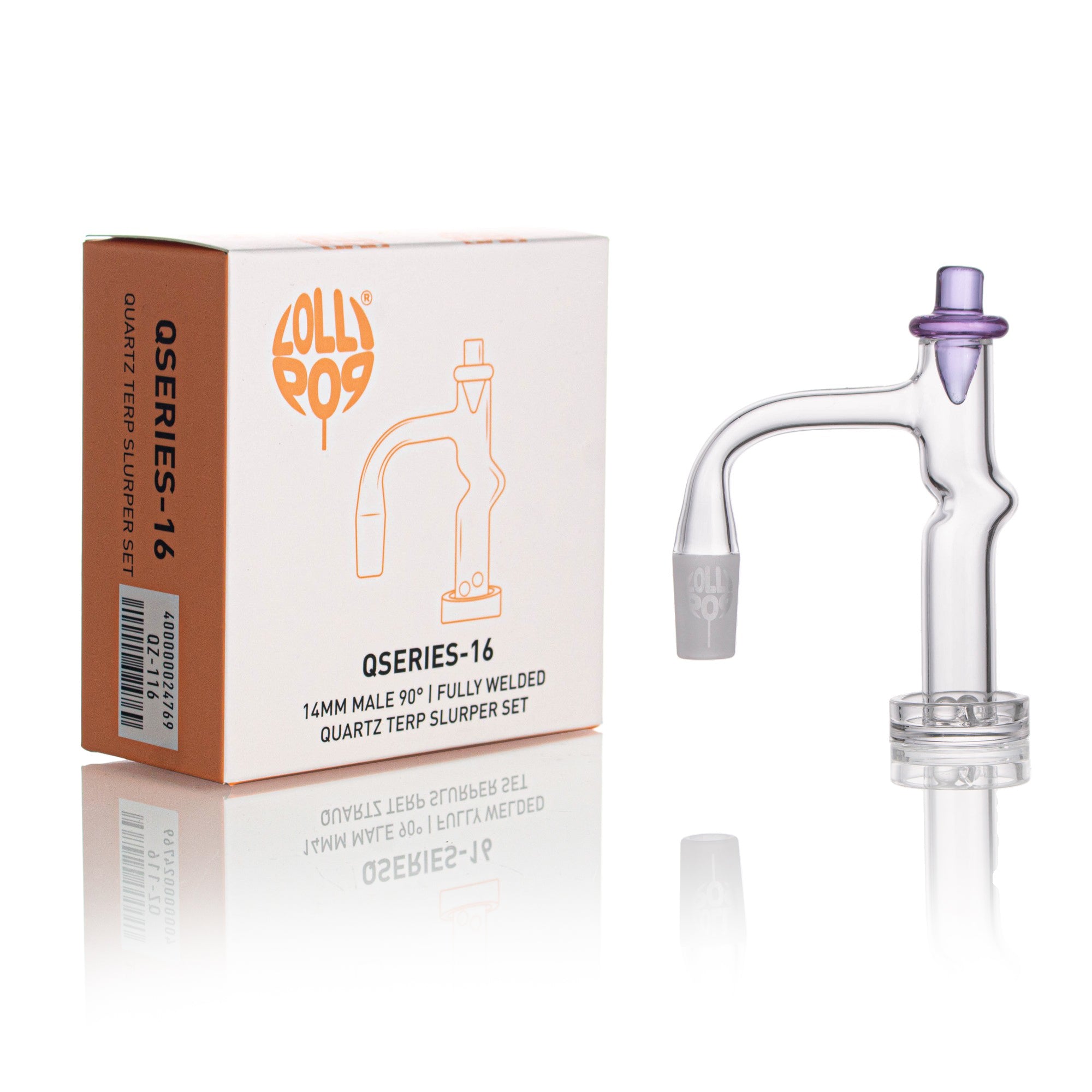 Lollipop QSeries-16 — 14mm Male 90° Fully Welded Quartz Terp Slurper Set