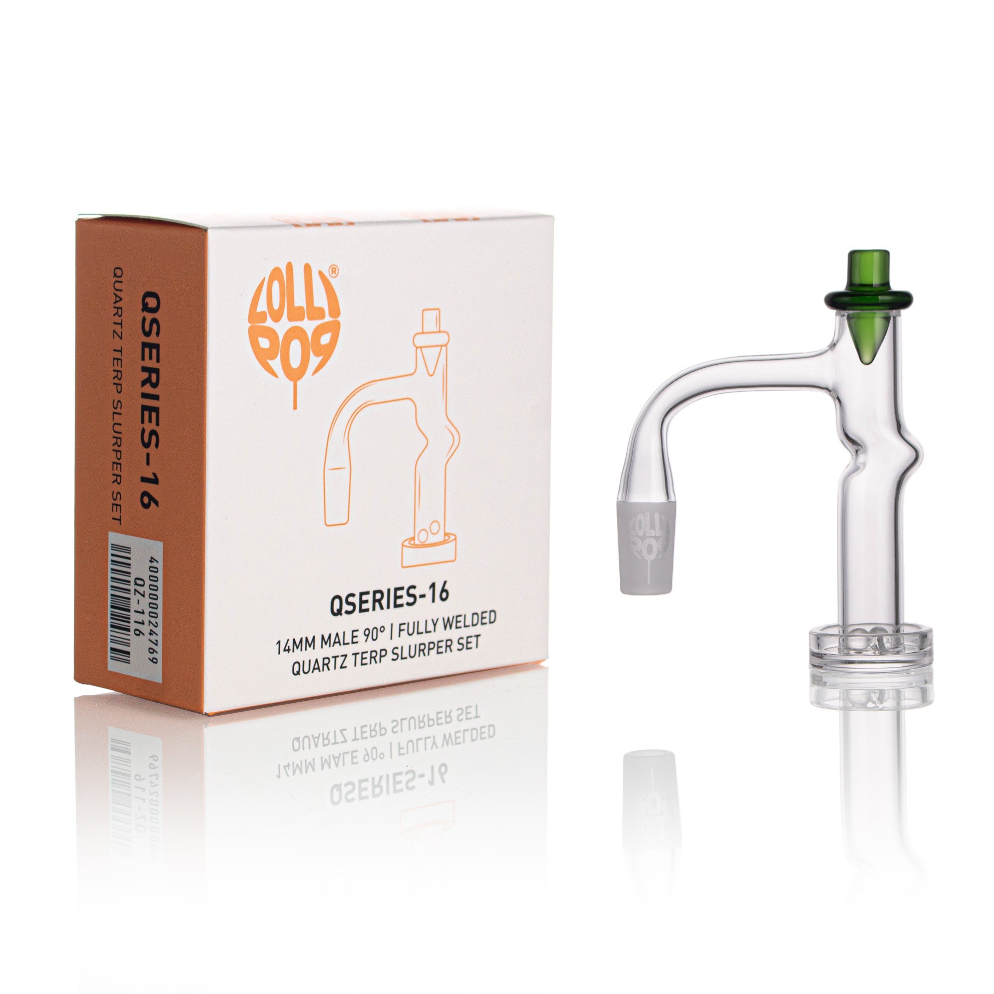 Lollipop QSeries-16 — 14mm Male 90° Fully Welded Quartz Terp Slurper Set