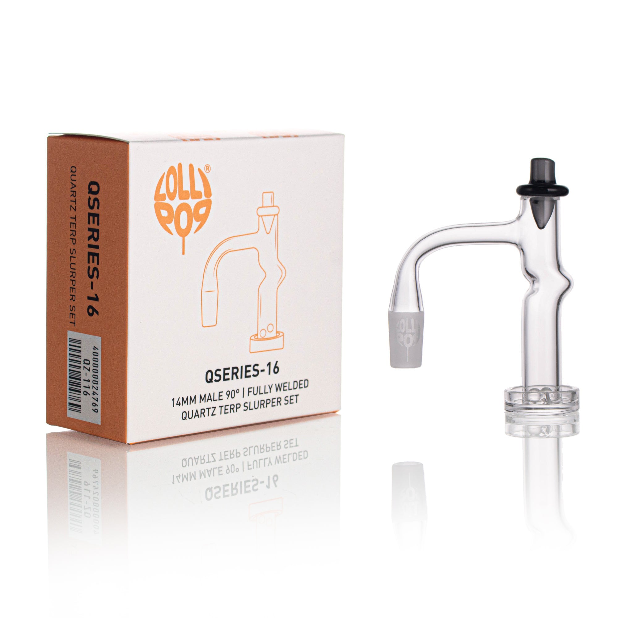 Lollipop QSeries-16 — 14mm Male 90° Fully Welded Quartz Terp Slurper Set