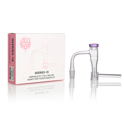 Lollipop QSeries-18 | 14mm Male 90° | Fully Welded Quartz Terp Slurper Banger Set - I Asst Colors