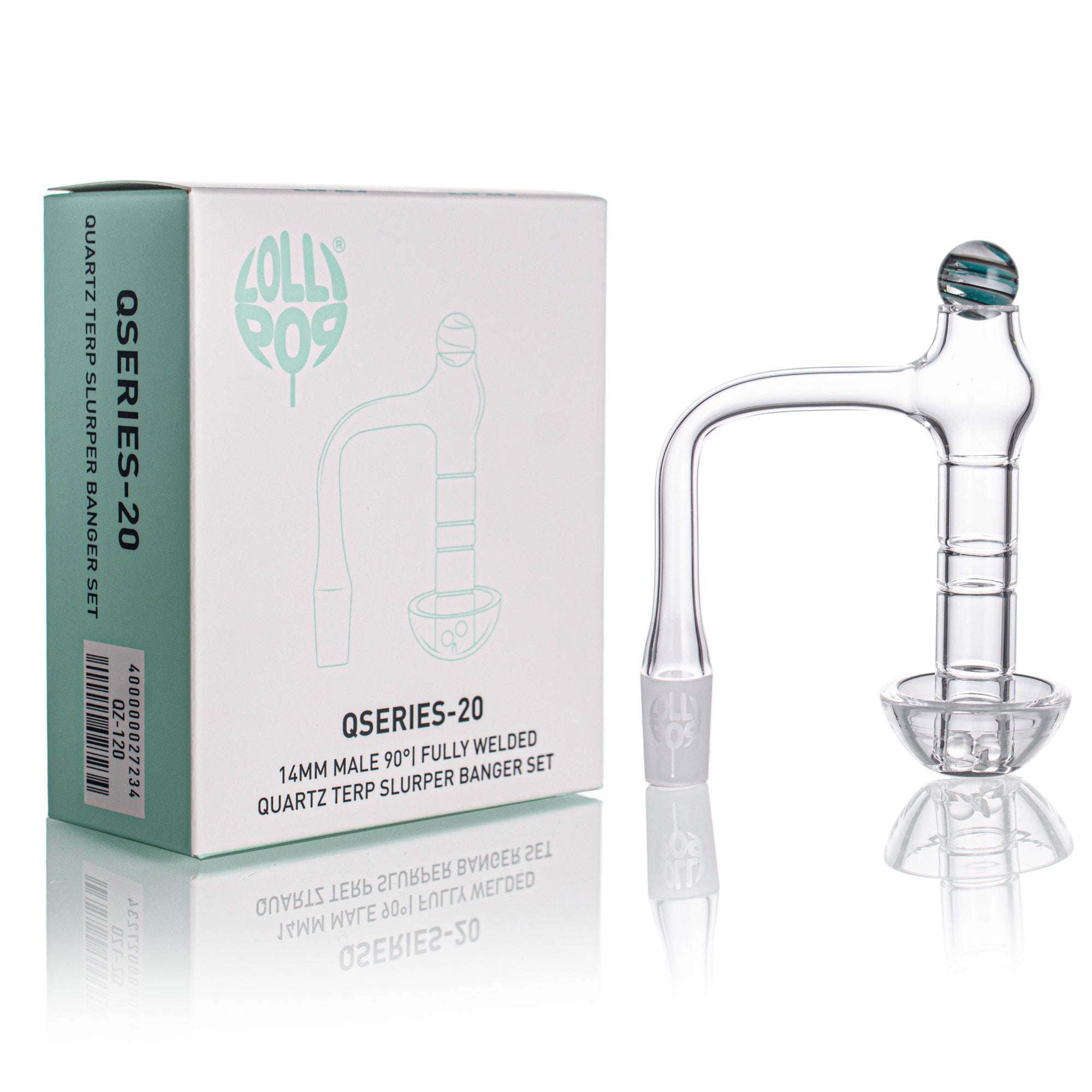 Lollipop QSeries-20 — 14mm Male 90° Fully Welded Quartz Terp Slurper Banger Set
