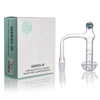 Lollipop QSeries-20 — 14mm Male 90° Fully Welded Quartz Terp Slurper Banger Set