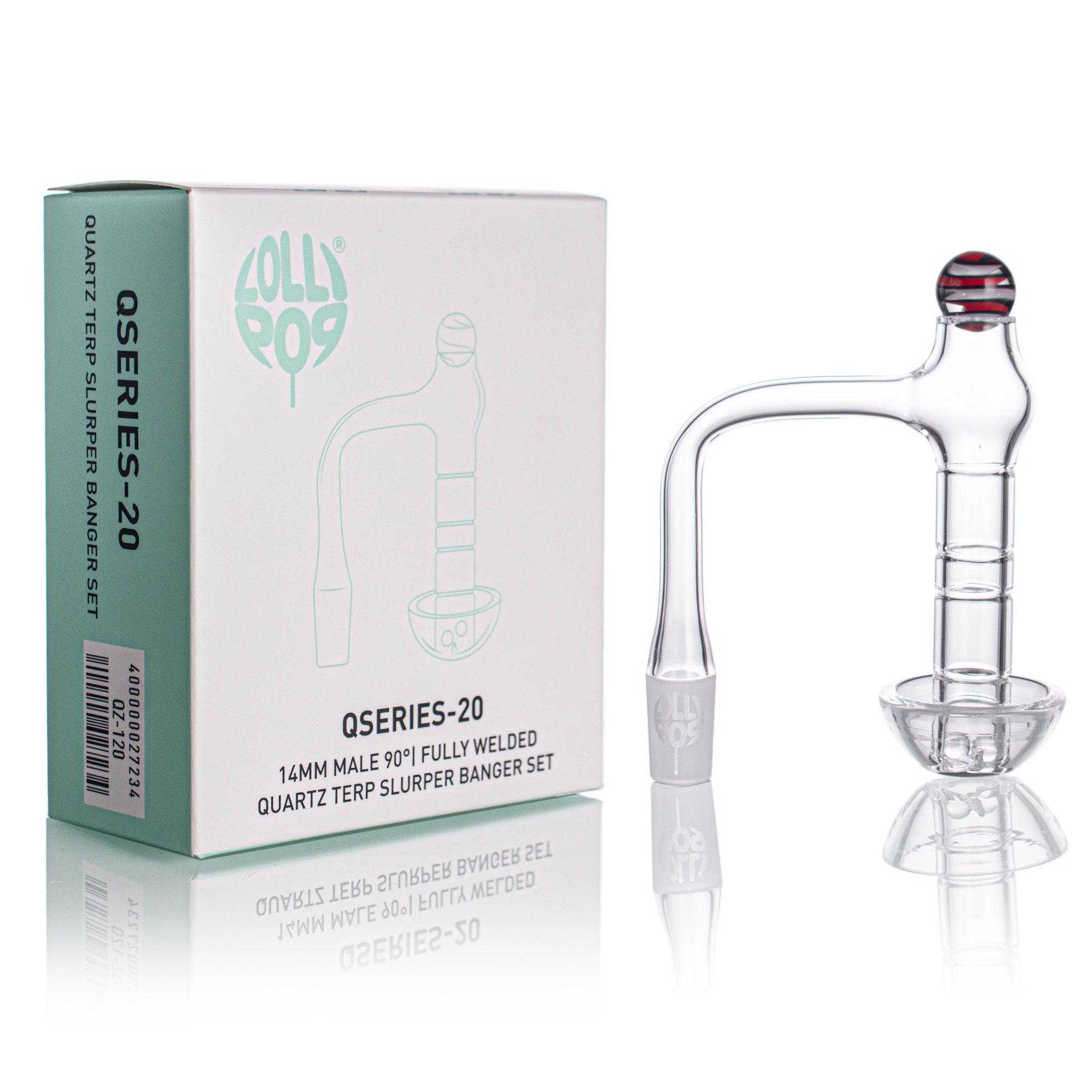 Lollipop QSeries-20 — 14mm Male 90° Fully Welded Quartz Terp Slurper Banger Set