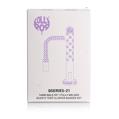 Lollipop QSeries-21 — 14mm Male 90° Fully Welded Quartz Terp Slurper Banger Set