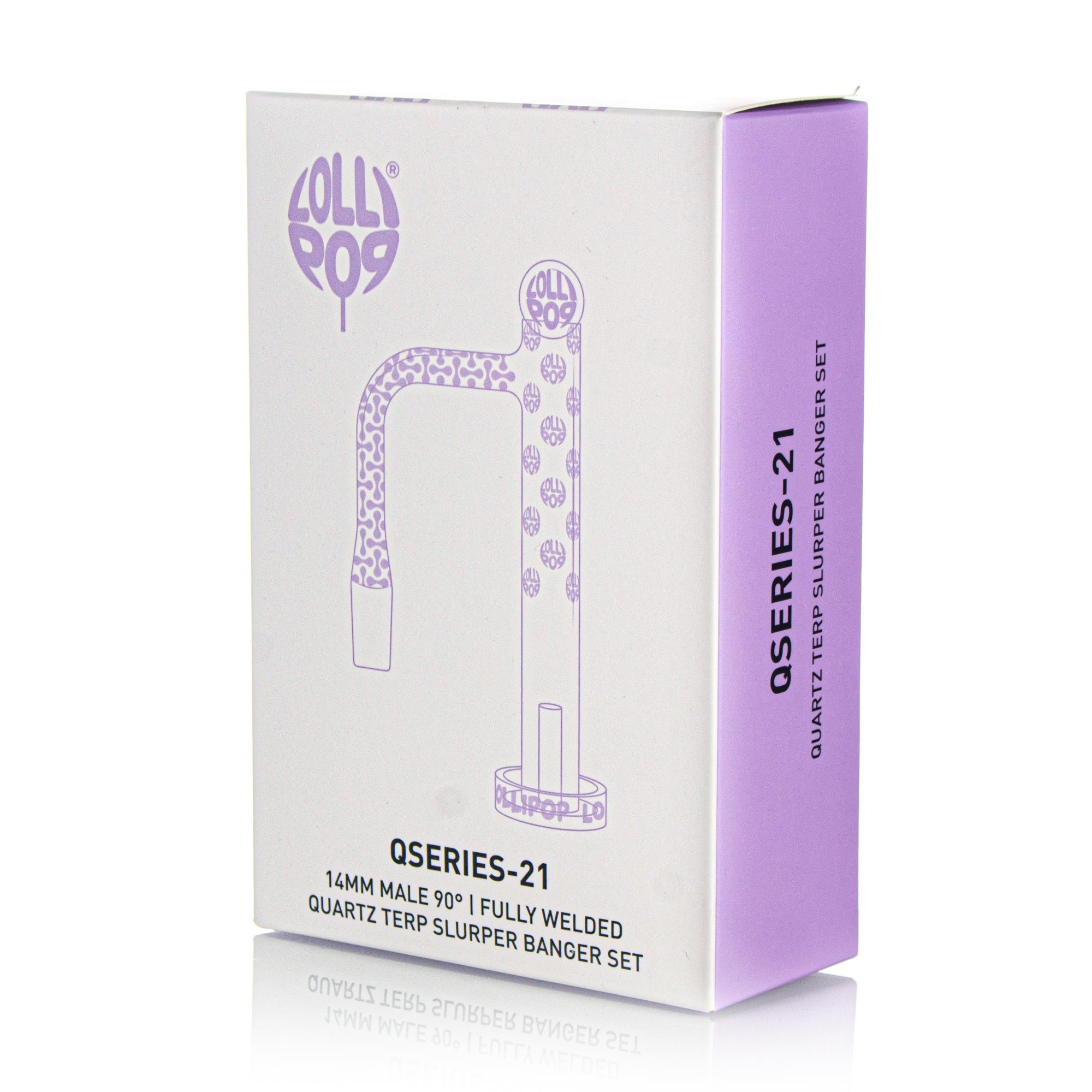 Lollipop QSeries-21 — 14mm Male 90° Fully Welded Quartz Terp Slurper Banger Set