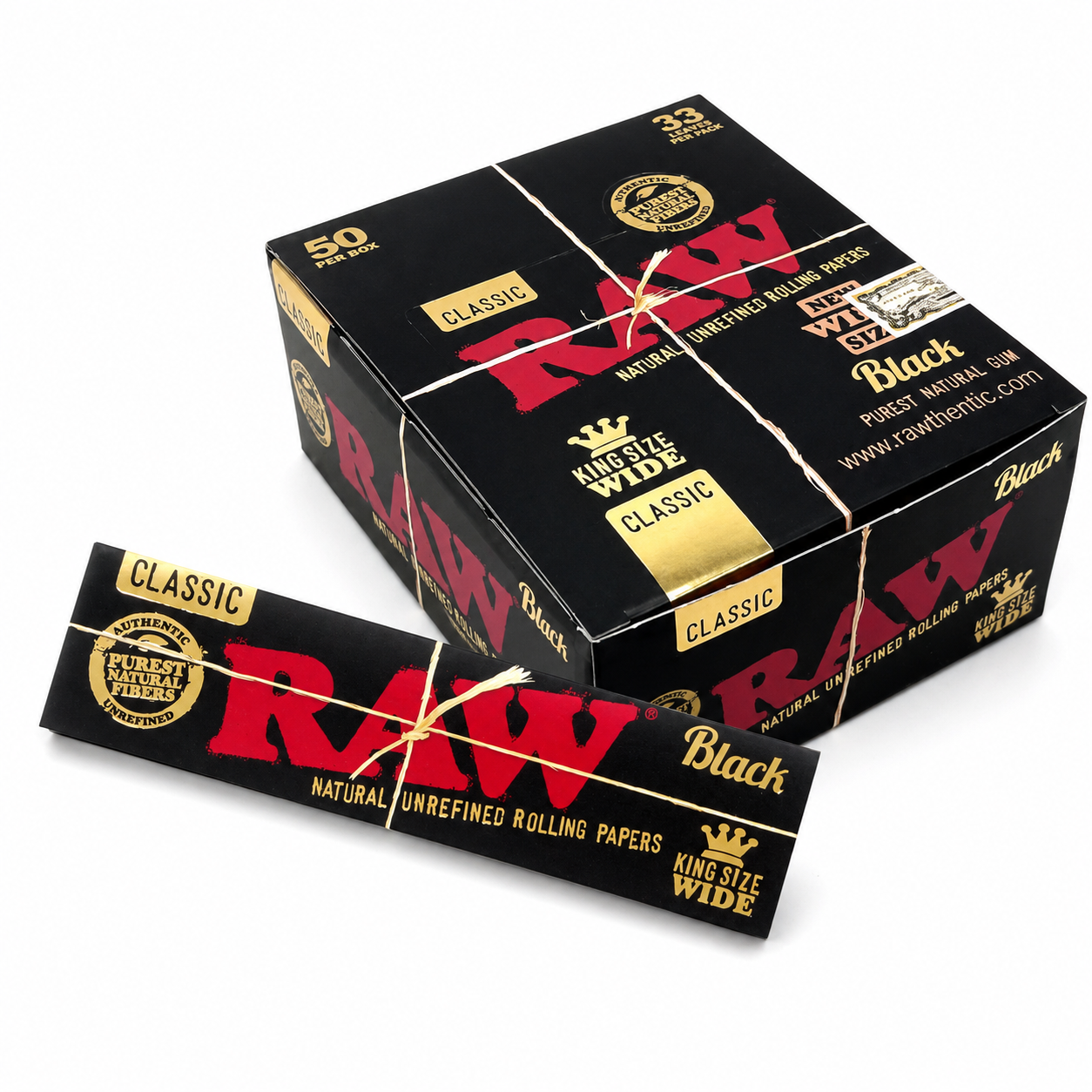 Raw Black King Size Wide Paper 50ct
