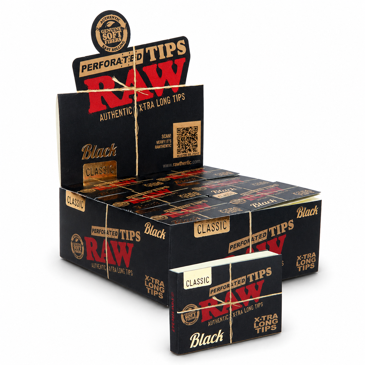 Raw Black Perforated X-tra Long Tips 36 per Box