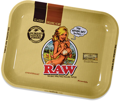Raw Girl Metal Rolling Tray
