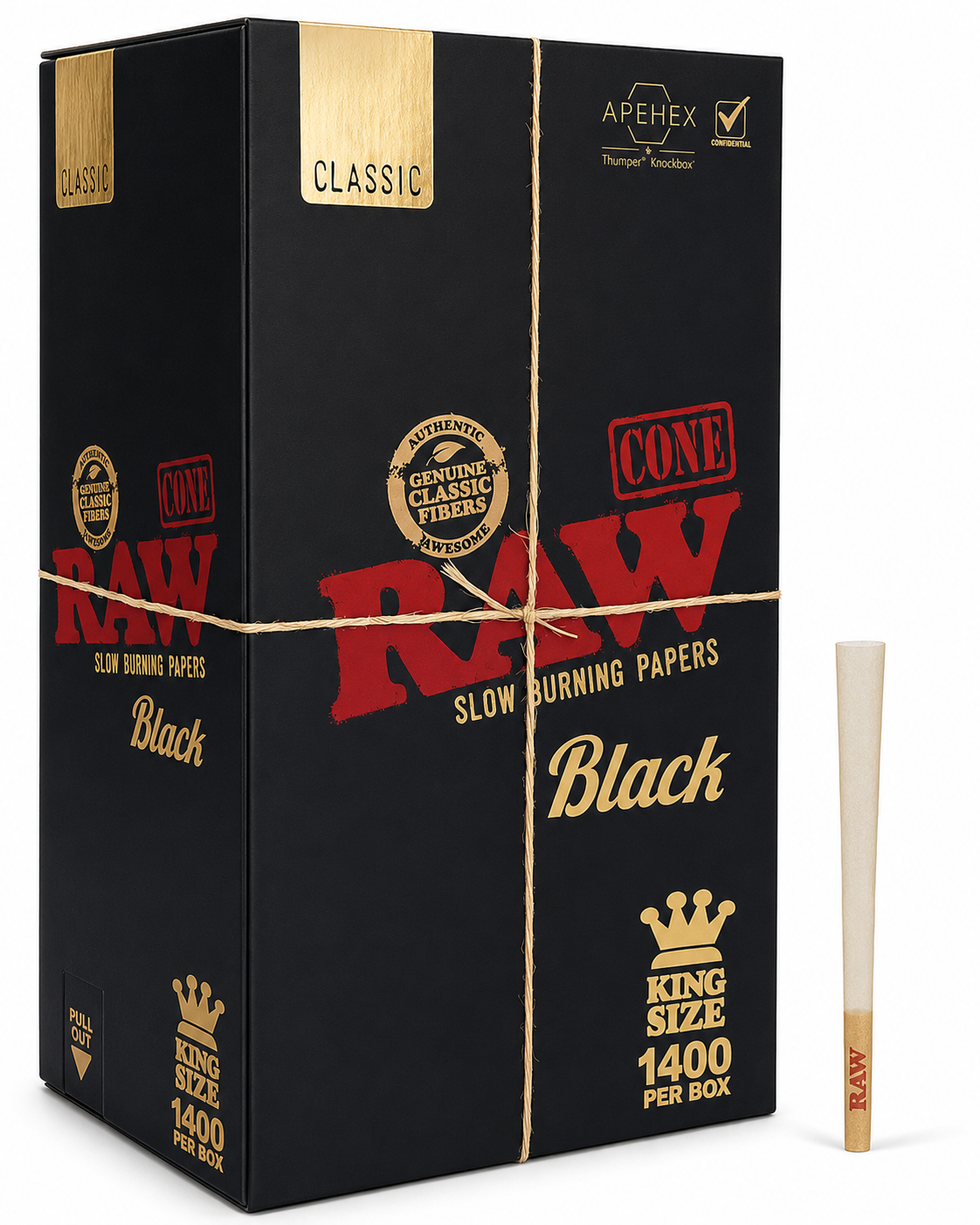 RAW Black Cone King Size - 1400ct./Display