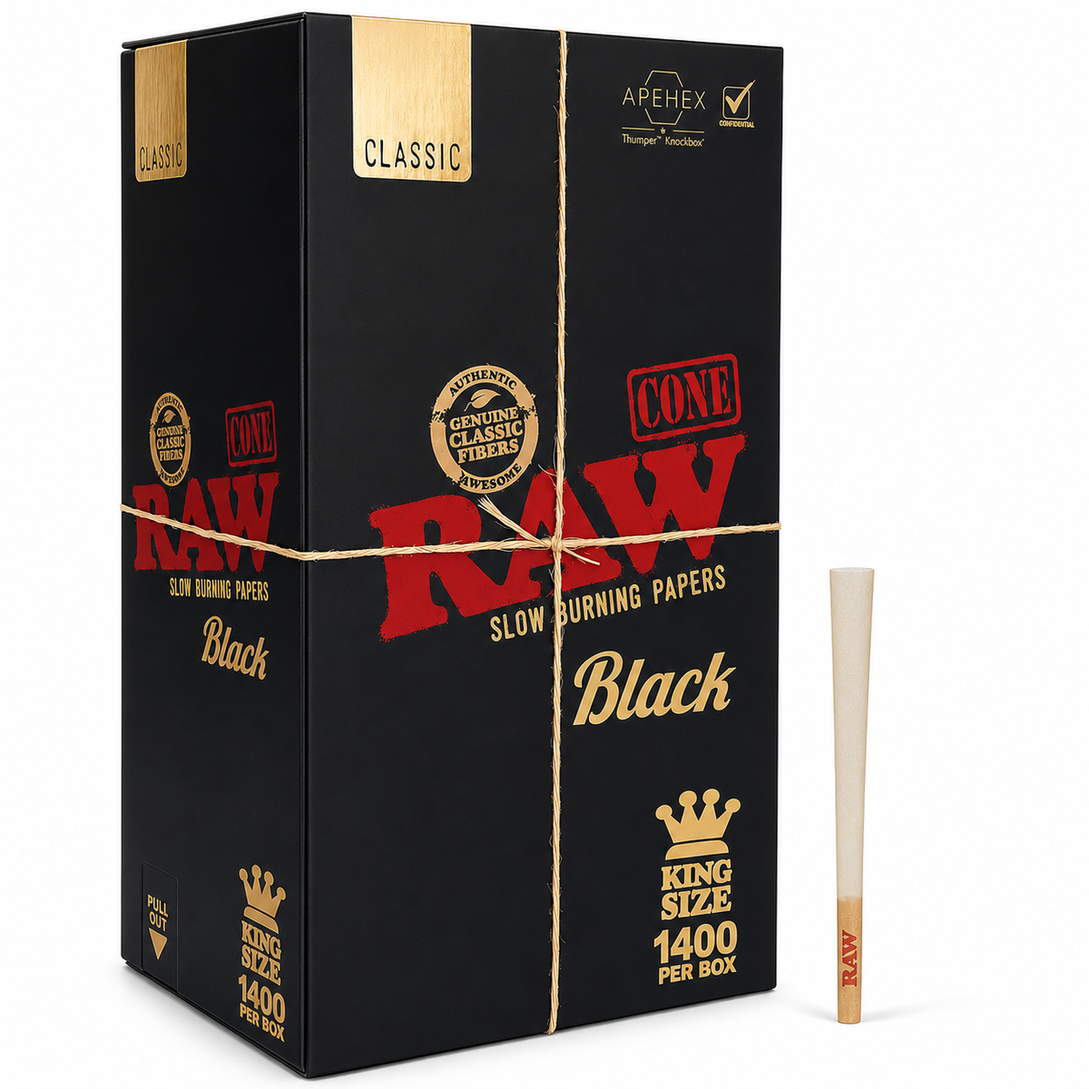 RAW Black Cone King Size - 1400ct./Display