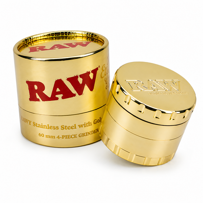 RAW Ethereal 60mm 4Pc Grinder I Stainless Steal Gold Plating