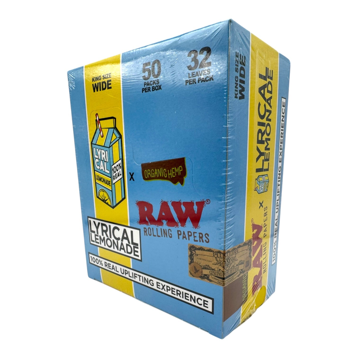 RAW X Lyrical Lemonade King Size Wide Rolling Papers 32 leaves / Pack 50Packs/Display|24D/C