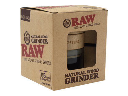 RAW NWG Raw Natural Wood & Glass Storage Grinder 65mm - Black