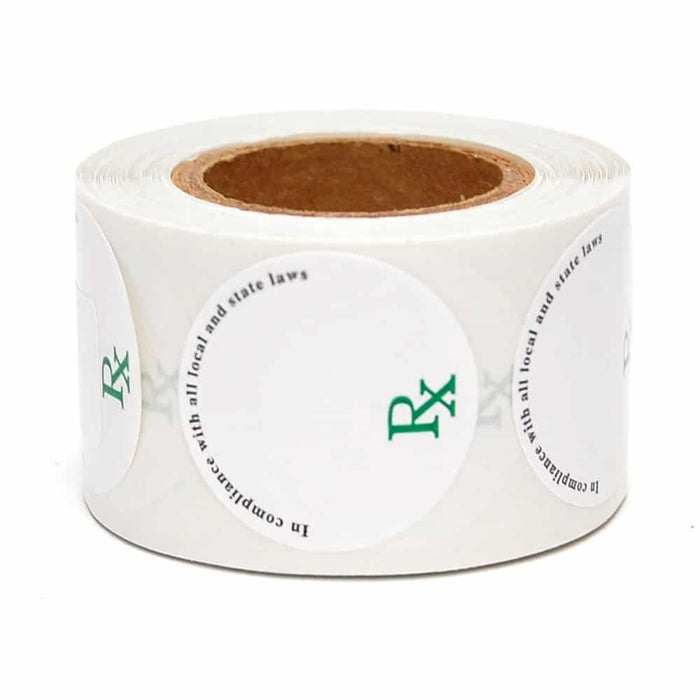 RX Label Green Round Small Stickers - 1000pcs/Roll - 2pk