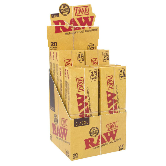 Raw 1 1/4 Size Classic Cones (20 cones per pack / 12 Packs Per Display)
