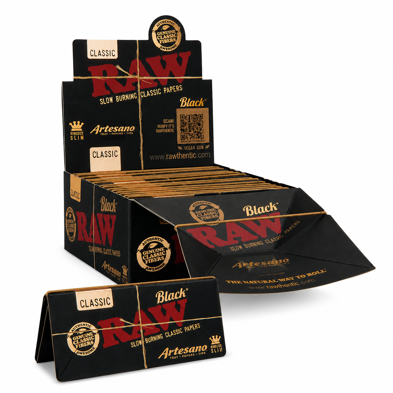 Raw Black Artesano King Size Slim Paper 15ct