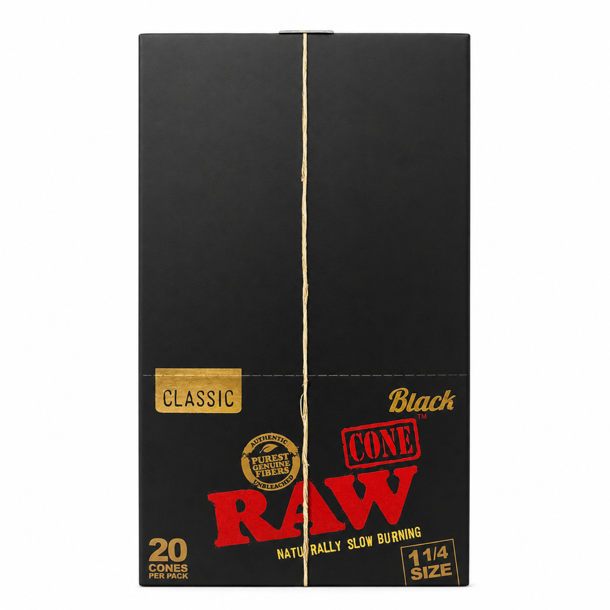 Raw Black Classic 1 1/4" Cones - 20 per Pack