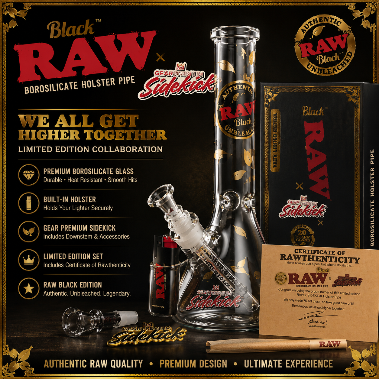Raw Black Holster Side Kick Water Pipe