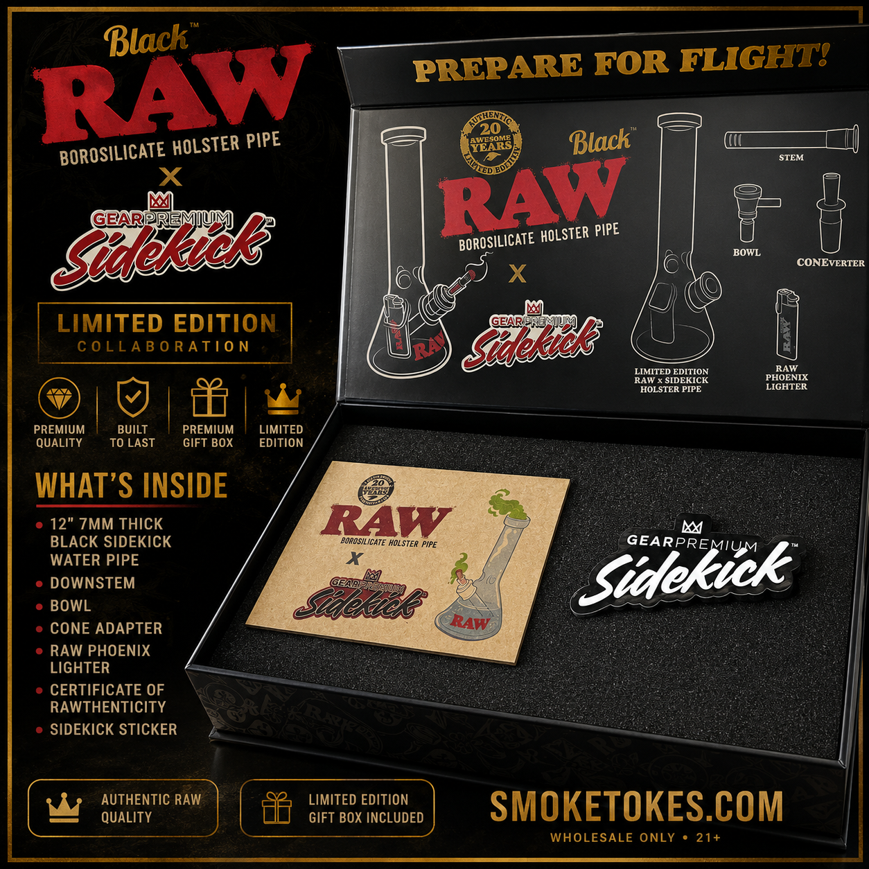 Raw Black Holster Side Kick Water Pipe