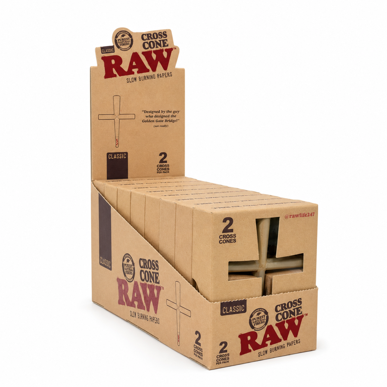 Raw Classic Cross Cones (2 per Pack/ 8 Pack Box)