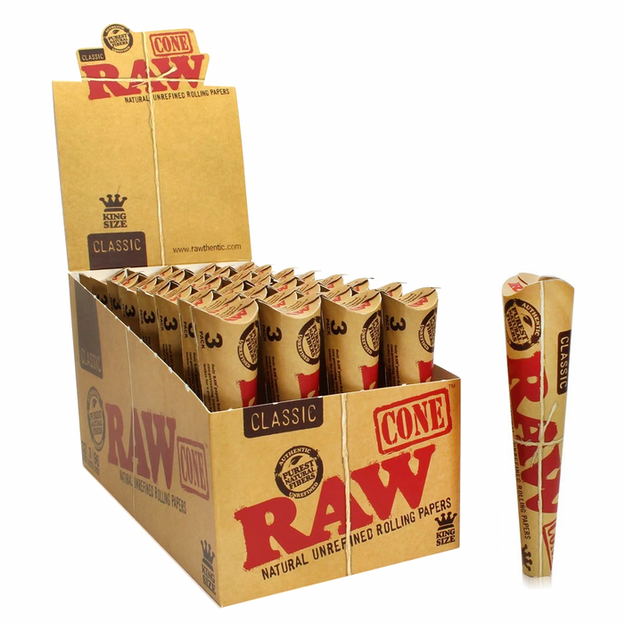 Raw Classic King Size Pre-Rolled Cone (3 Cones per Pack - 32ct./Display)