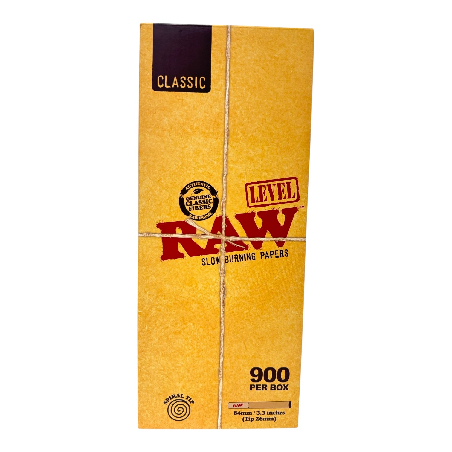 Raw Classic Level Size Pre-Rolled Cone 84mm/3.3in (Tip 26mm) - 900ct/Display