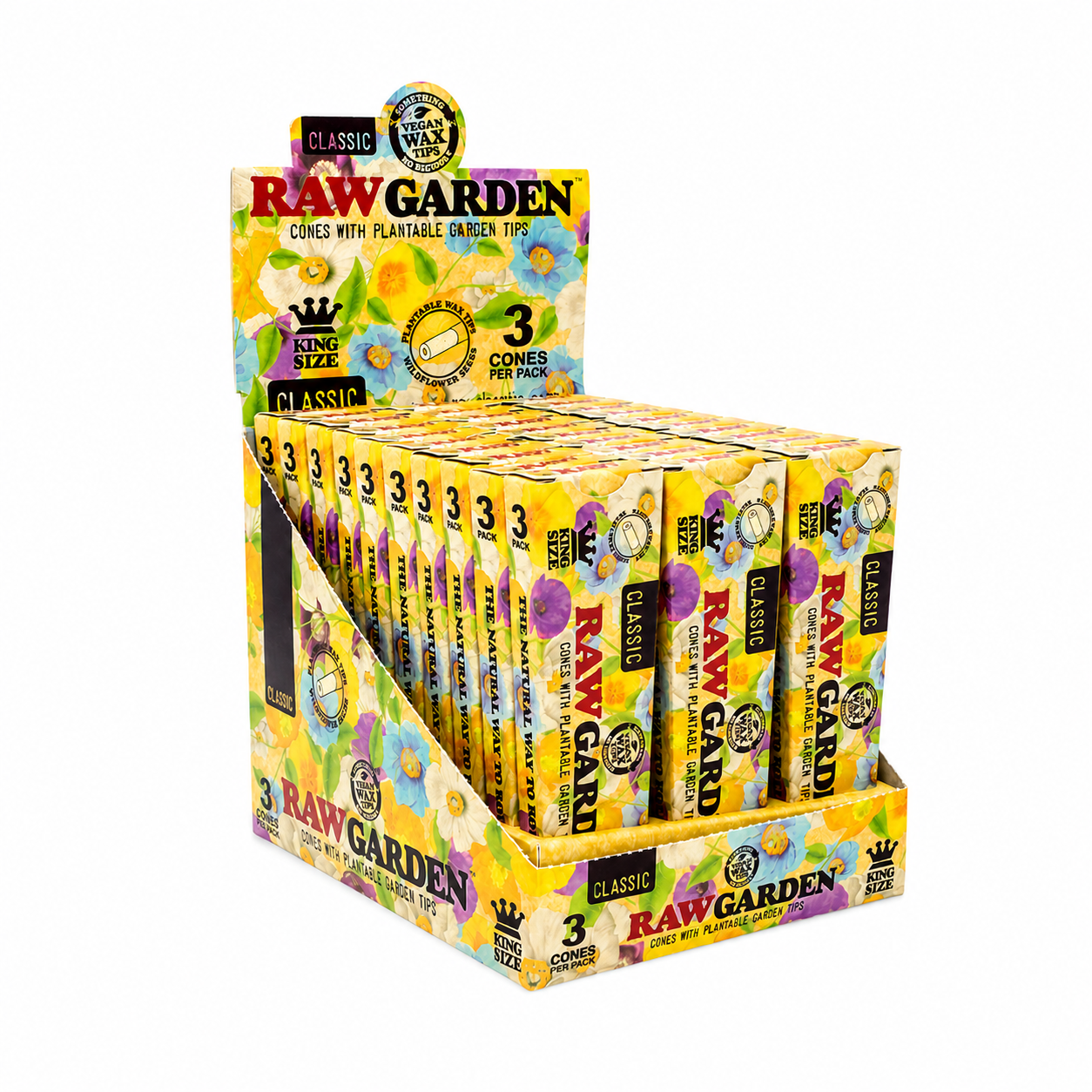 Raw Garden King Size Cone 30ct I 3/PK I 8 Display