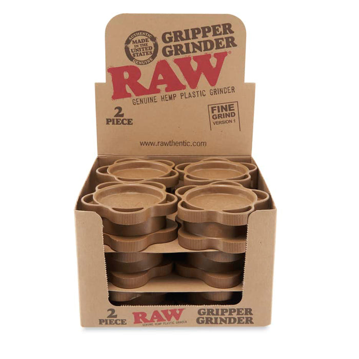 Raw Grinder Gripper 2 Piece Medium Hemp-Composite Plastic Grinder (12pc Display)