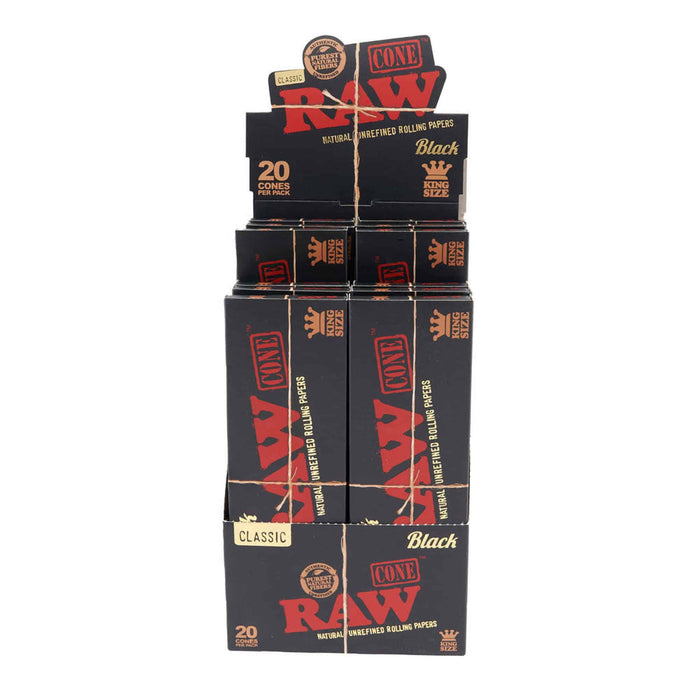 Raw King Size Black Cones (20 cones per pack / 12 Packs Per Display)