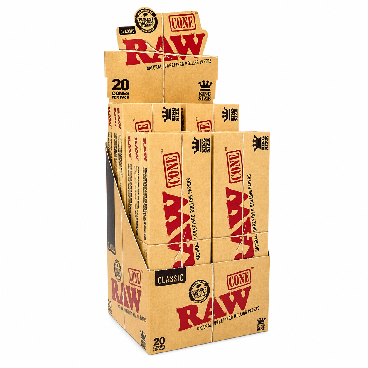 Raw King Size Classic Cones (20 cones per pack/12 packs per display)