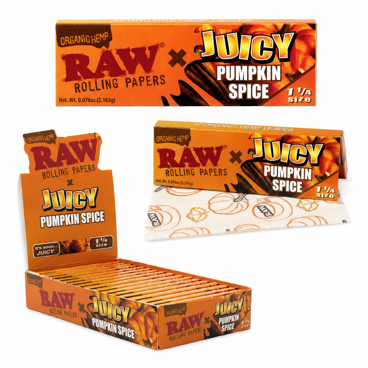 Raw Organic x Juicy Pumpkin Spice Paper 1 1/4 24ct