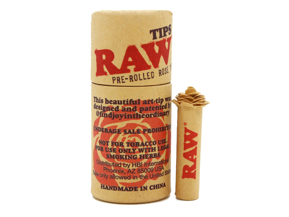 Raw Pre-Rolled Rose Tips (1 Tip Per Box / 6 Tips Per Display)