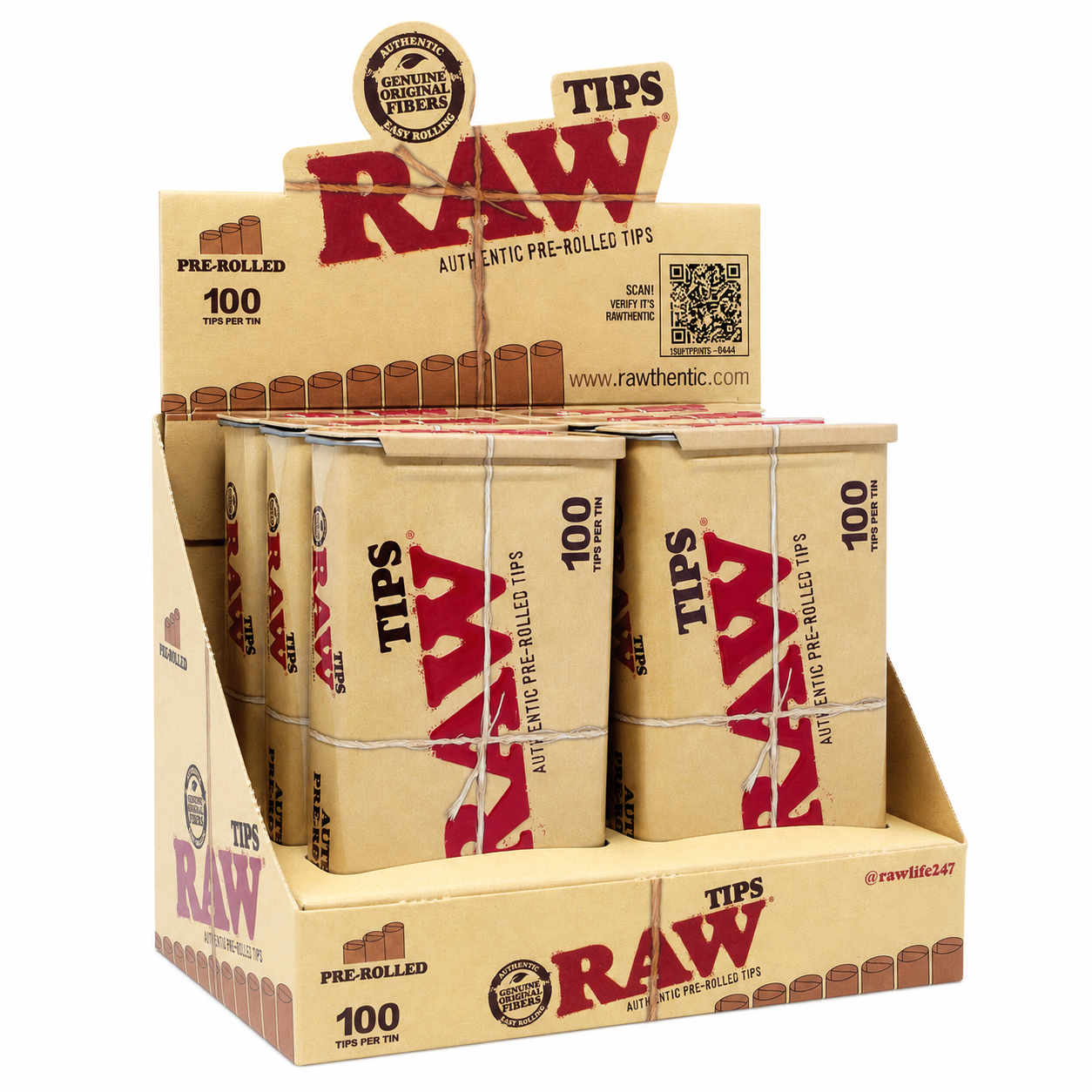 Raw Pre Rolled Tip in Tin 100/Pk I 6ct