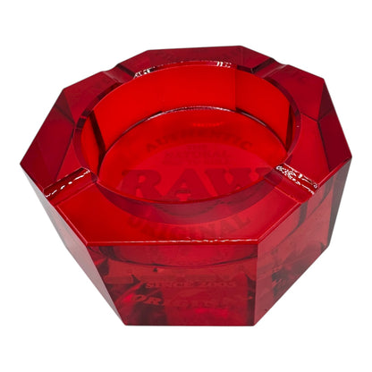 Raw Red Crystal Glass Ashtray
