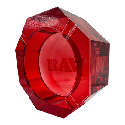 Raw Red Crystal Glass Ashtray