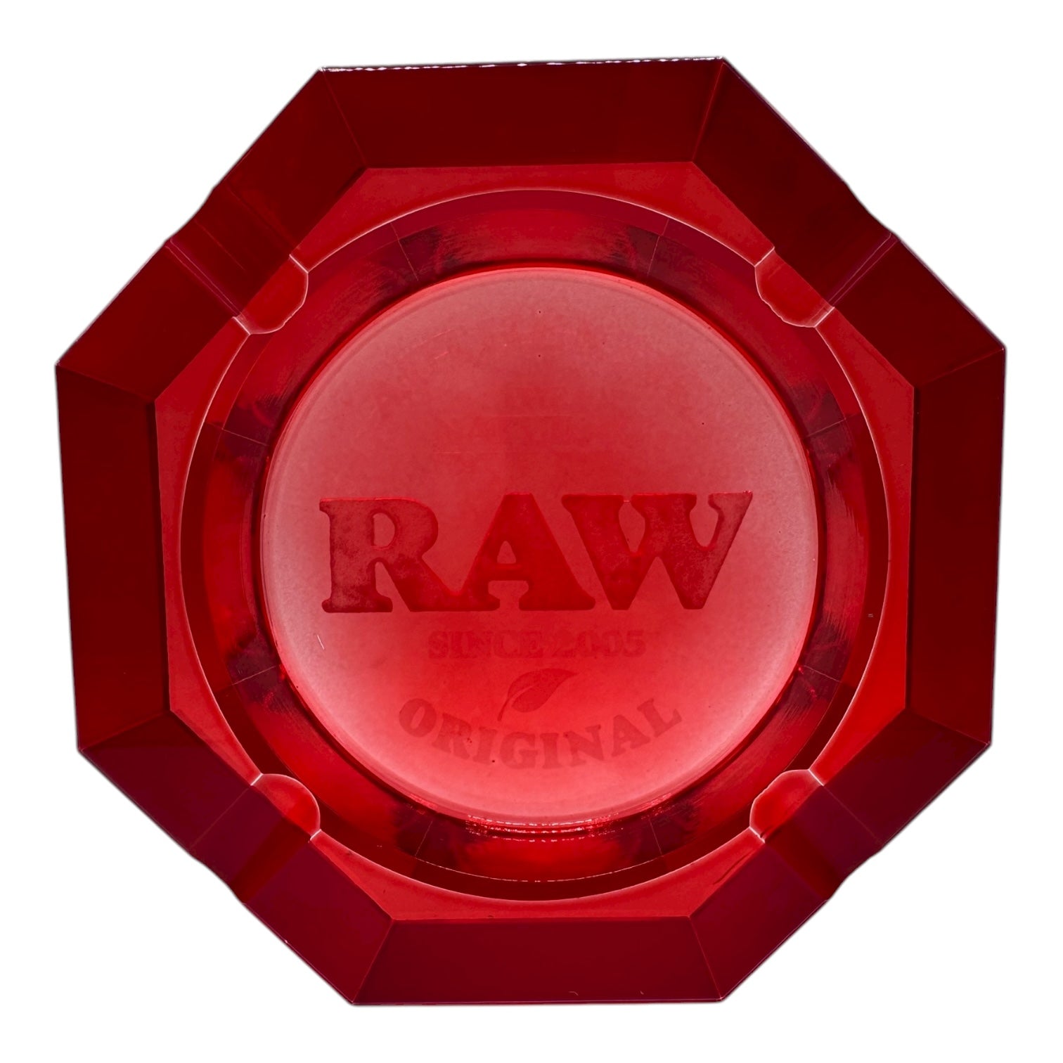 Raw Red Crystal Glass Ashtray