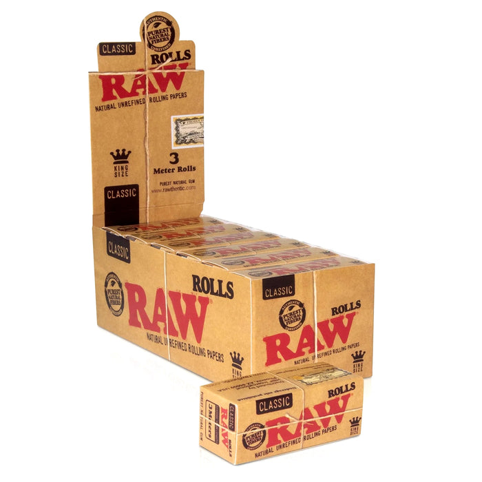 Raw Rolls Classic King Size Rolling Paper (3 Meter Roll / 12 Per Box)