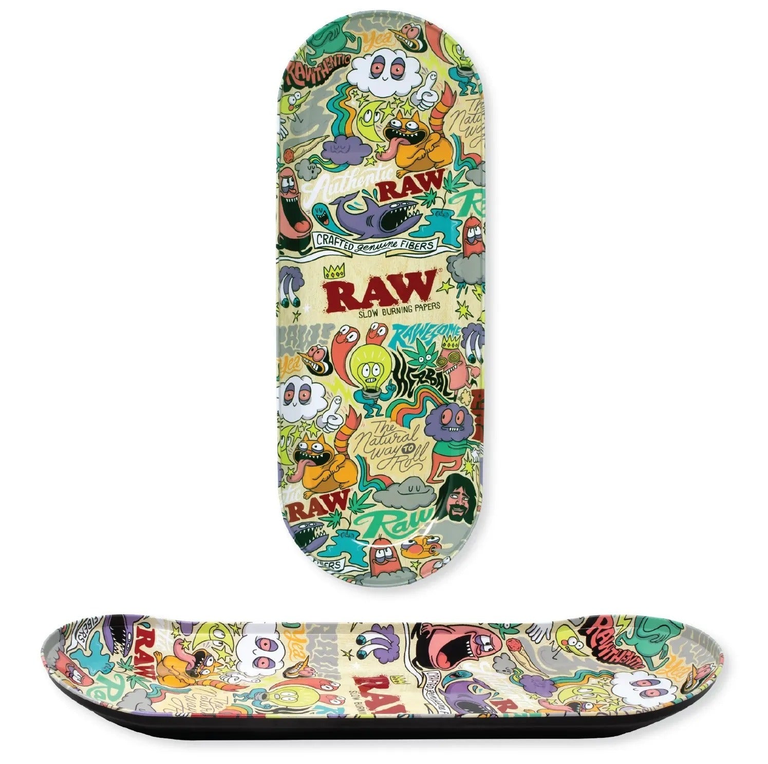 Raw Skate Deck Shape Rolling Tray 17" x 6"