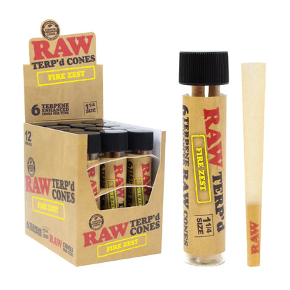 Raw Terp'd Cones 1 1/4" Size (6 per Tube/ 12 Per Box)