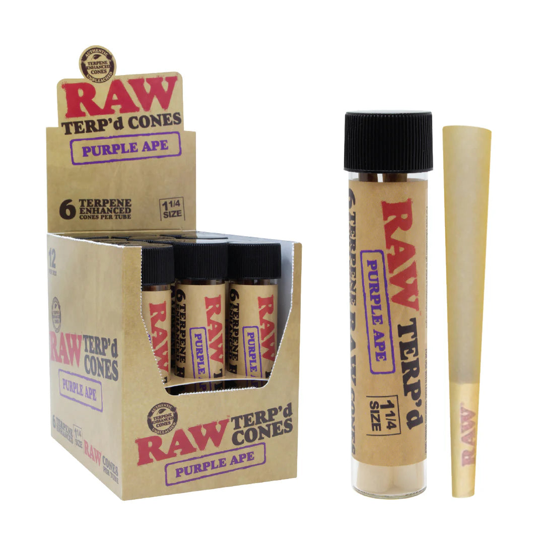 Raw Terp'd Cones 1 1/4" Size (6 per Tube/ 12 Per Box)