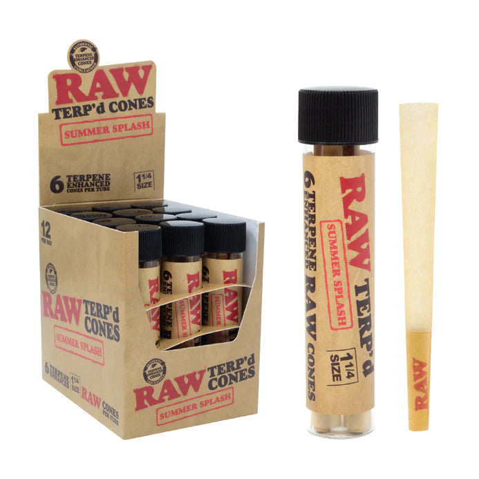 Raw Terp'd Cones 1 1/4" Size (6 per Tube/ 12 Per Box)