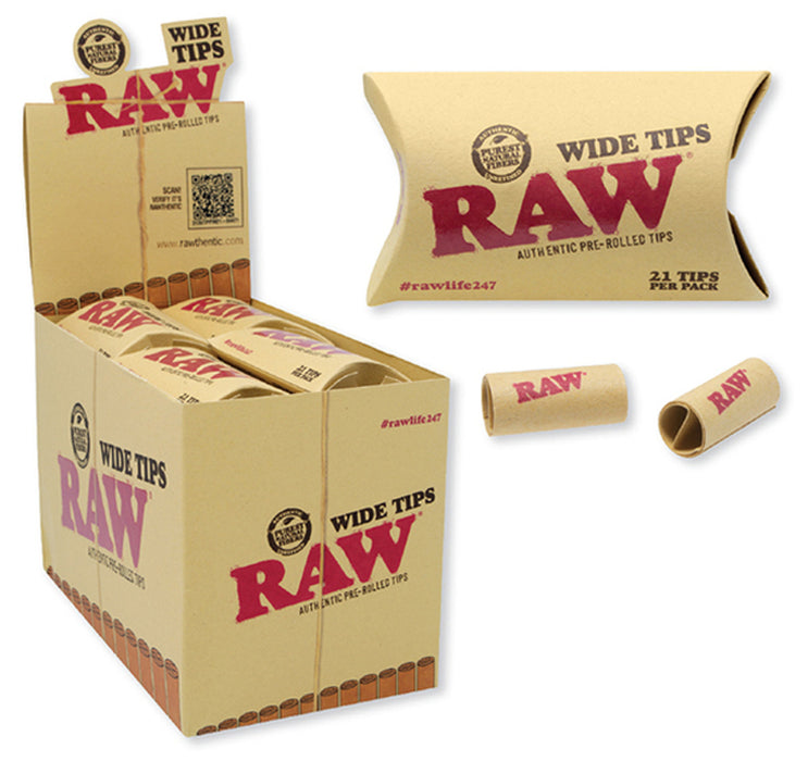 Raw Wide Pre-Rolled Tips (20 packs per box)