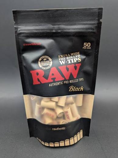Raw Black Authentic Extra Wide Pre-Rolled W-Tips 50ct Bag