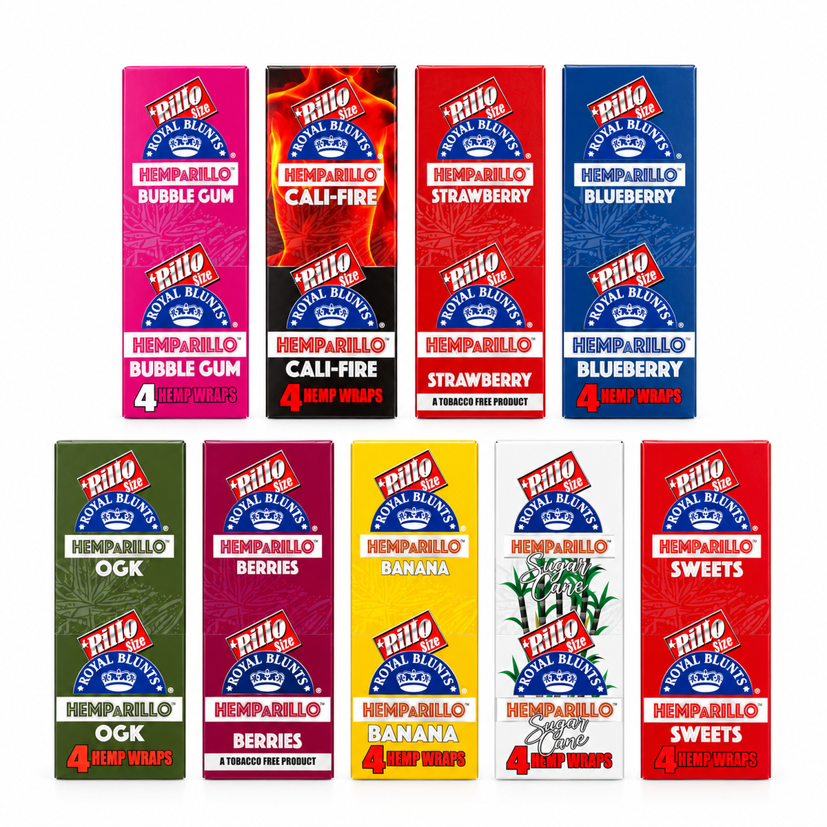 Royal Blunts HEMPARILLO Rillo Size 4 Wraps/Pouch | 15 Pouchs/Box | 30 Display/Case
