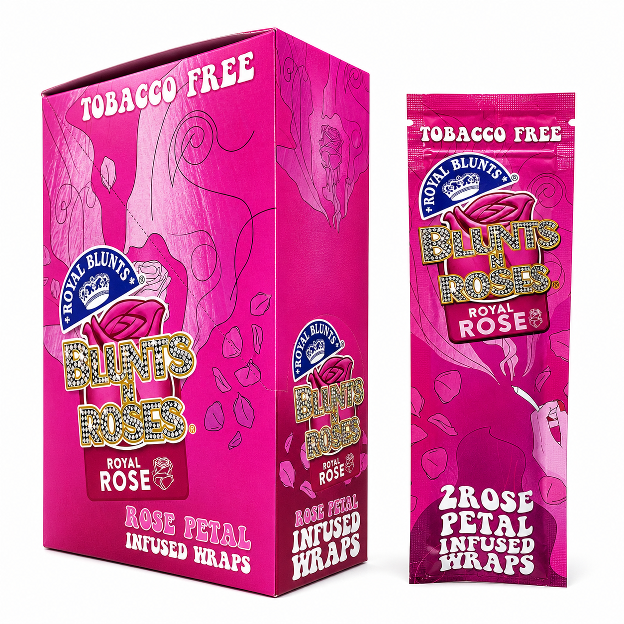 Royal Blunts | Blunts & Roses 2 Rose Petal Infused Wraps - Royal  Rose (2 per pack / 25 per display) 50/cs)