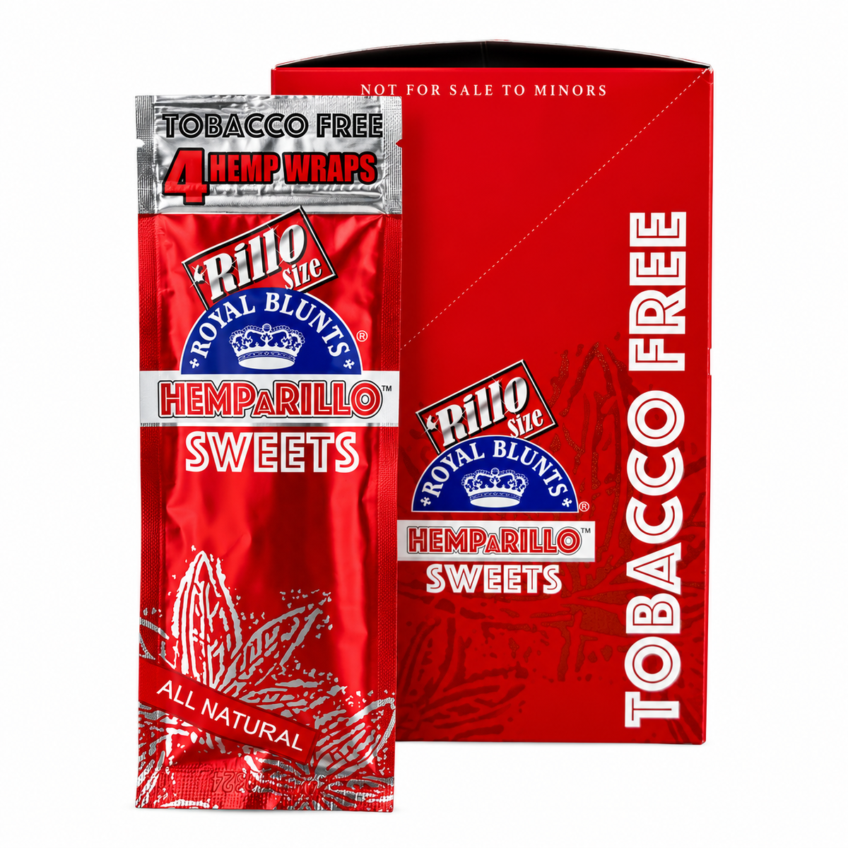 Royal Blunts HEMPARILLO Rillo Size 4 Wraps/Pouch | 15 Pouchs/Box | 30 Display/Case