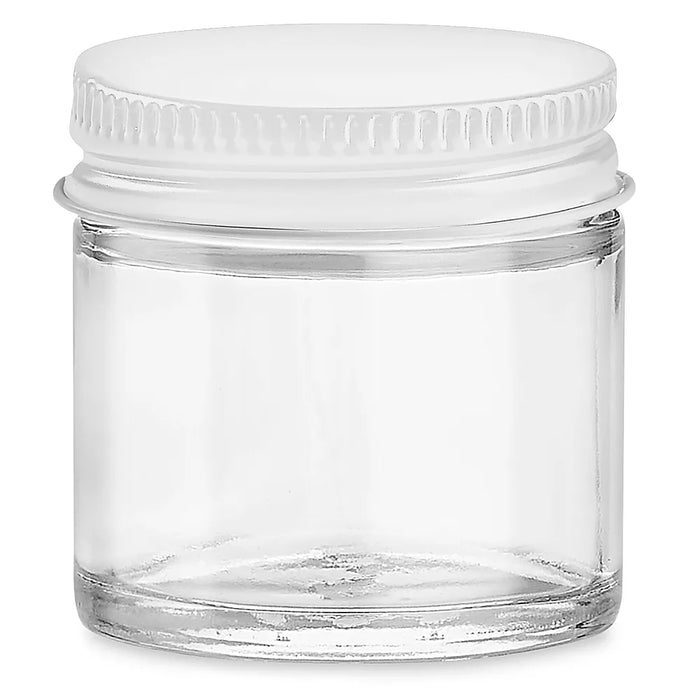 Clear Glass Jar with White Tin Cap