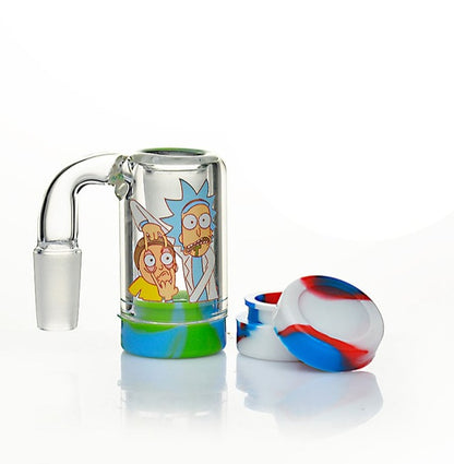 R&M 14mm Male Glass Ash Catcher Silicone Jar Container